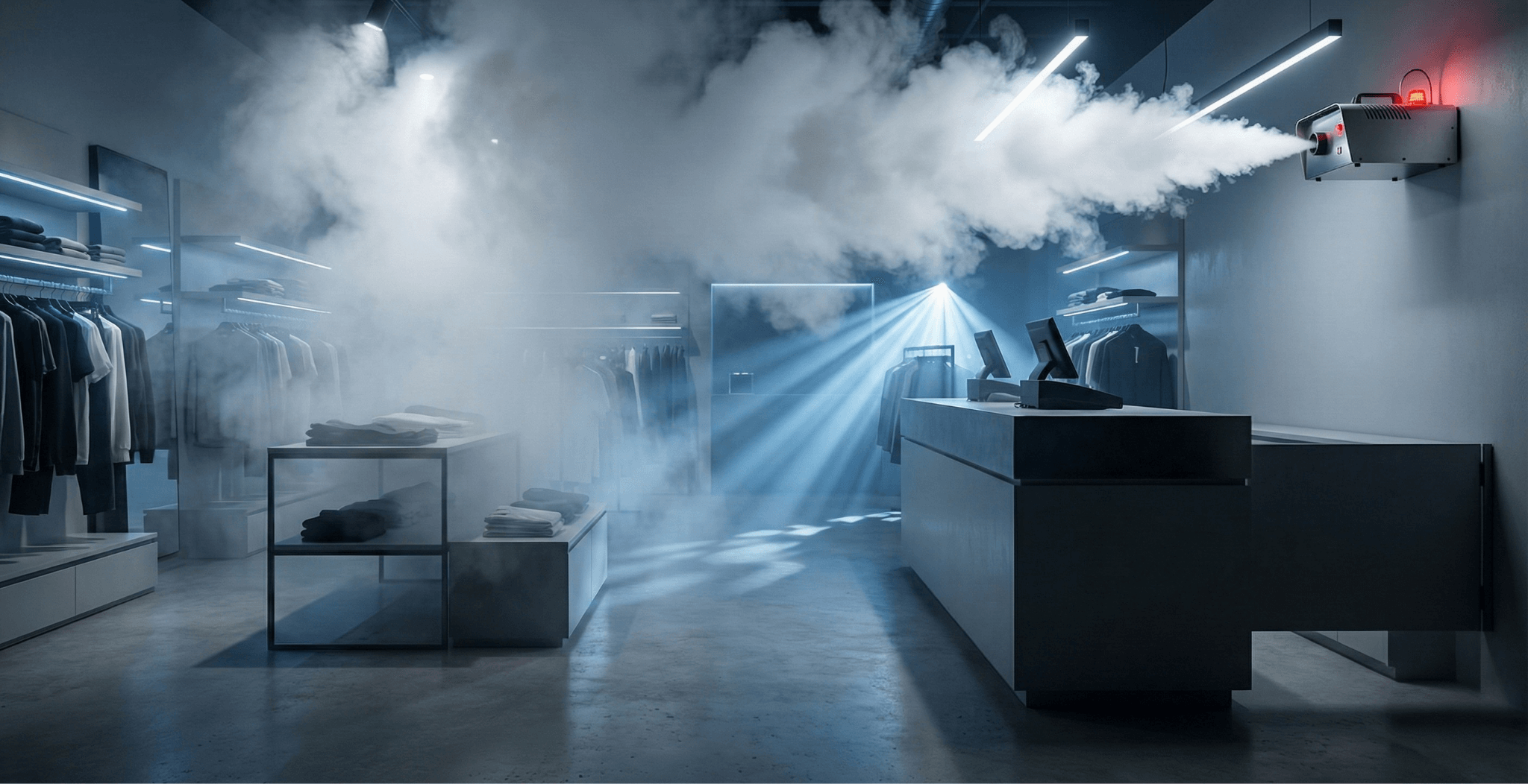 Brouillard anti cambriolage dans un commerce